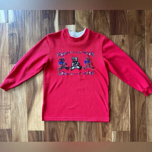 Vintage 90’s Plaid Teddy Bear Crewneck Sweatshirt size Petite Small